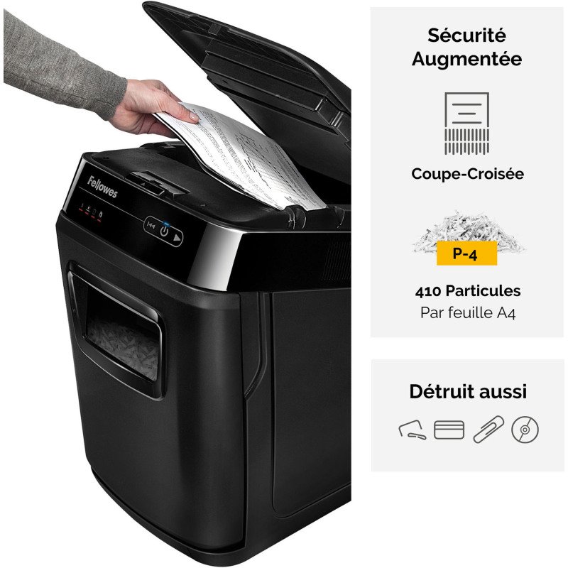 Destructeur Fellowes automax 150C - coupe croisée