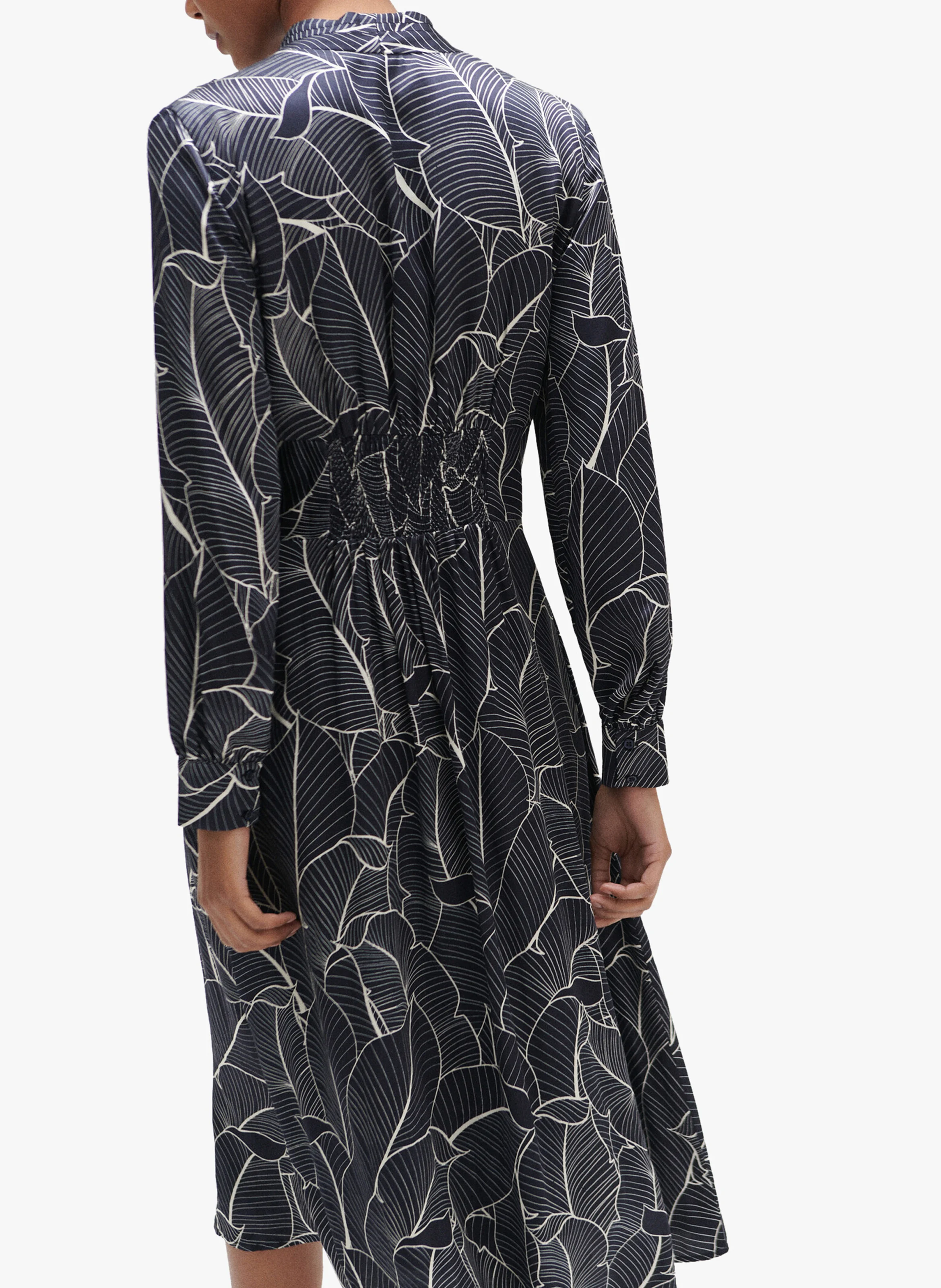 LIVIANE - Robe midi boutonnée et imprimée | Bleu