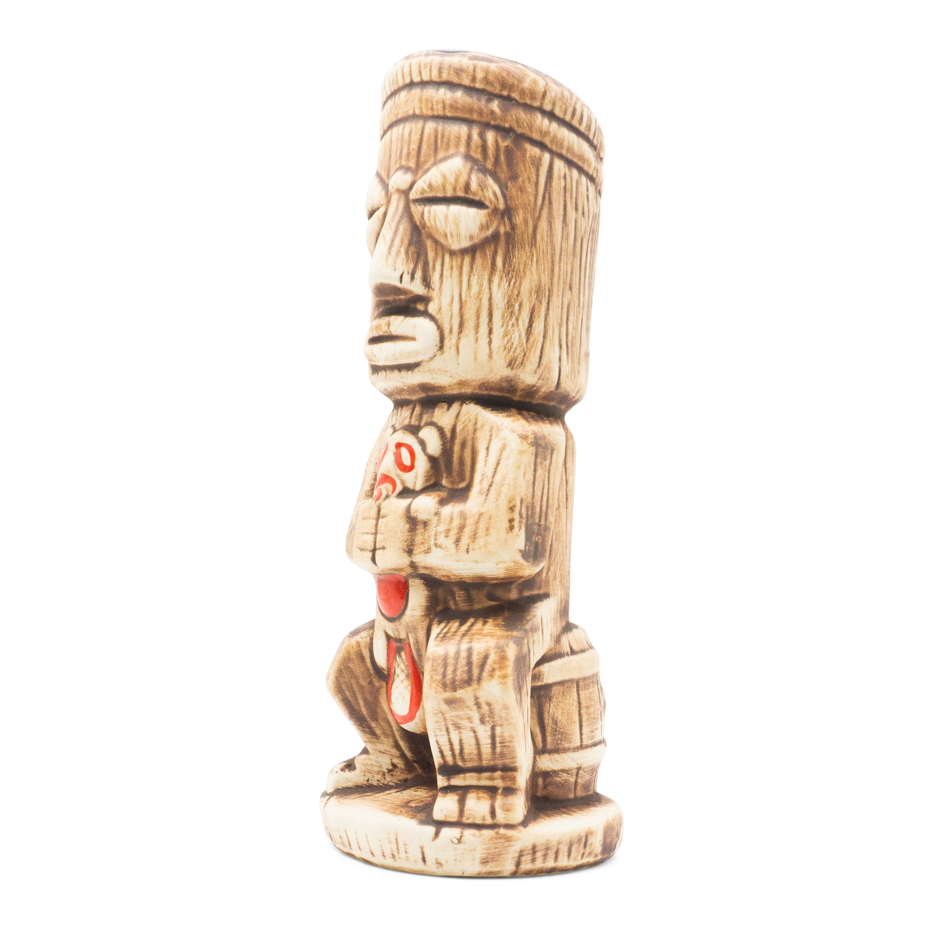 (450ml) 2in1 Keramik Sommer Party Becher Tiki Getränke Cup Deko Vase in Holz Optik - Sami