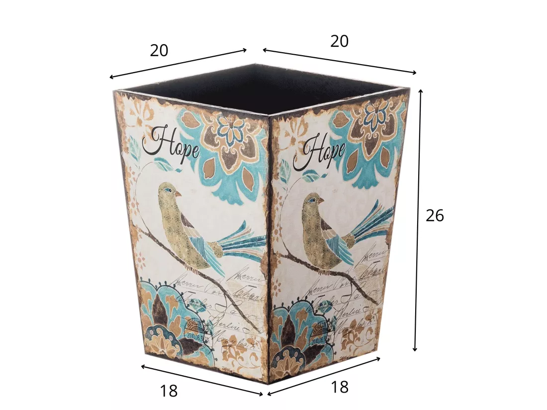 Panier Poubelle De Bureau Gris Jaune Mdf Tissu Retro 26x20x20