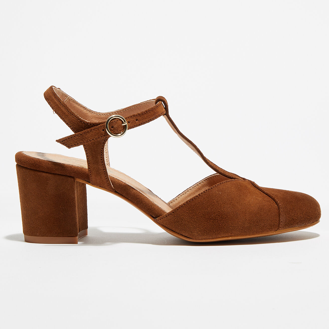 Apologie Salomés en Velours de Cuir Tessa camel - Talon 7 cm
