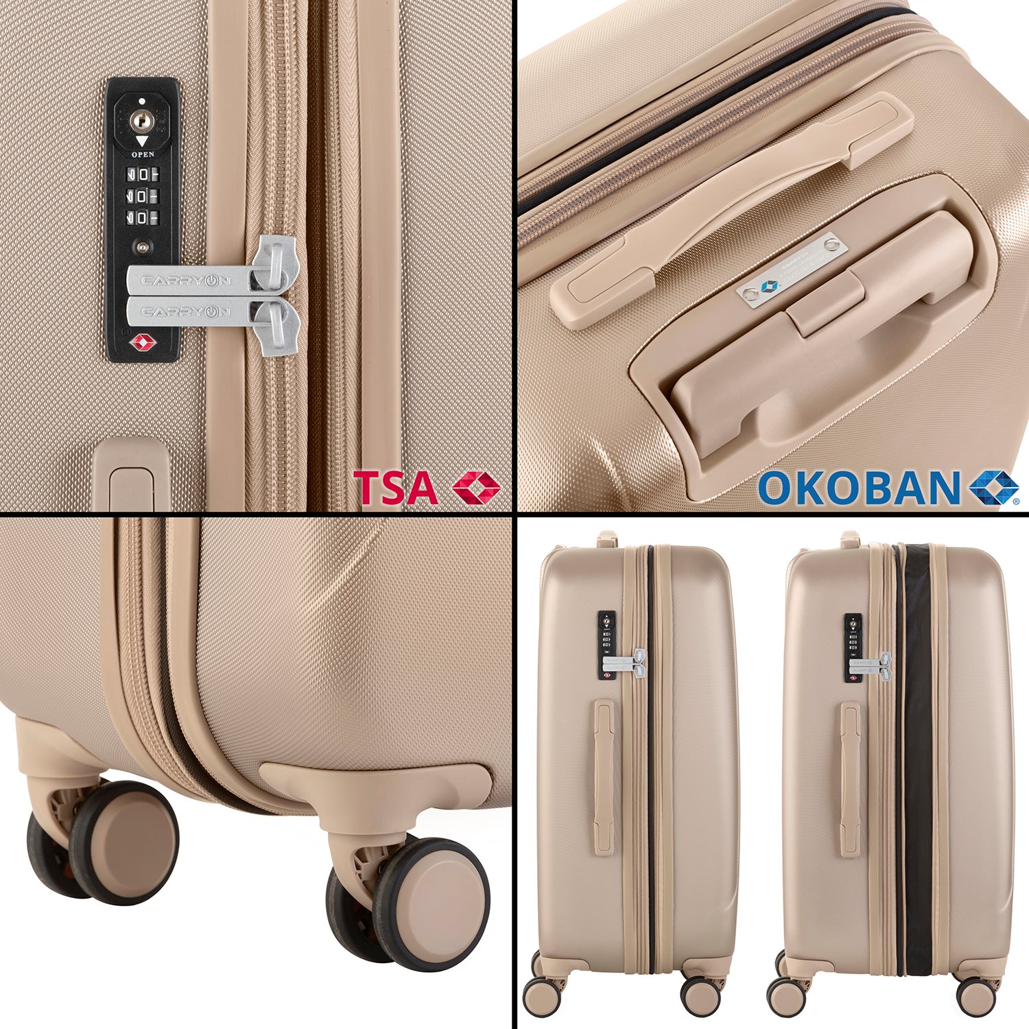 CarryOn Skyhopper 4 Wiel Trolley 68 Expandable champagne