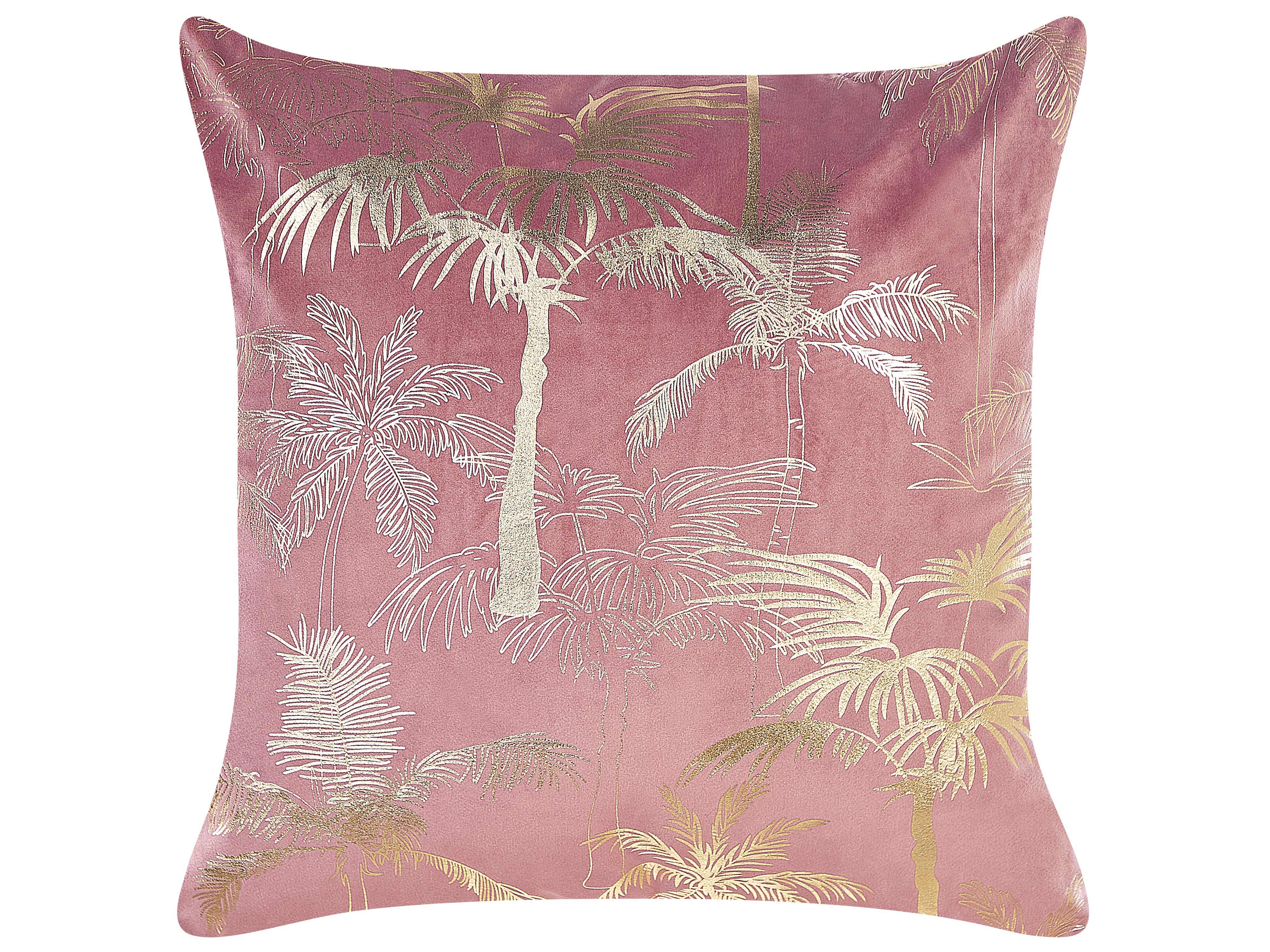Set van 2 sierkussens CARANDAY Fluweel 45 x 45 cm Roze bladpatroon