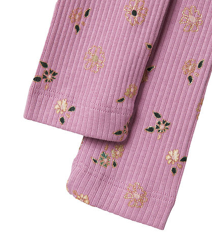 Name It Leggings - Rib - NmfPosana - Smokey Grape m. Glitzer