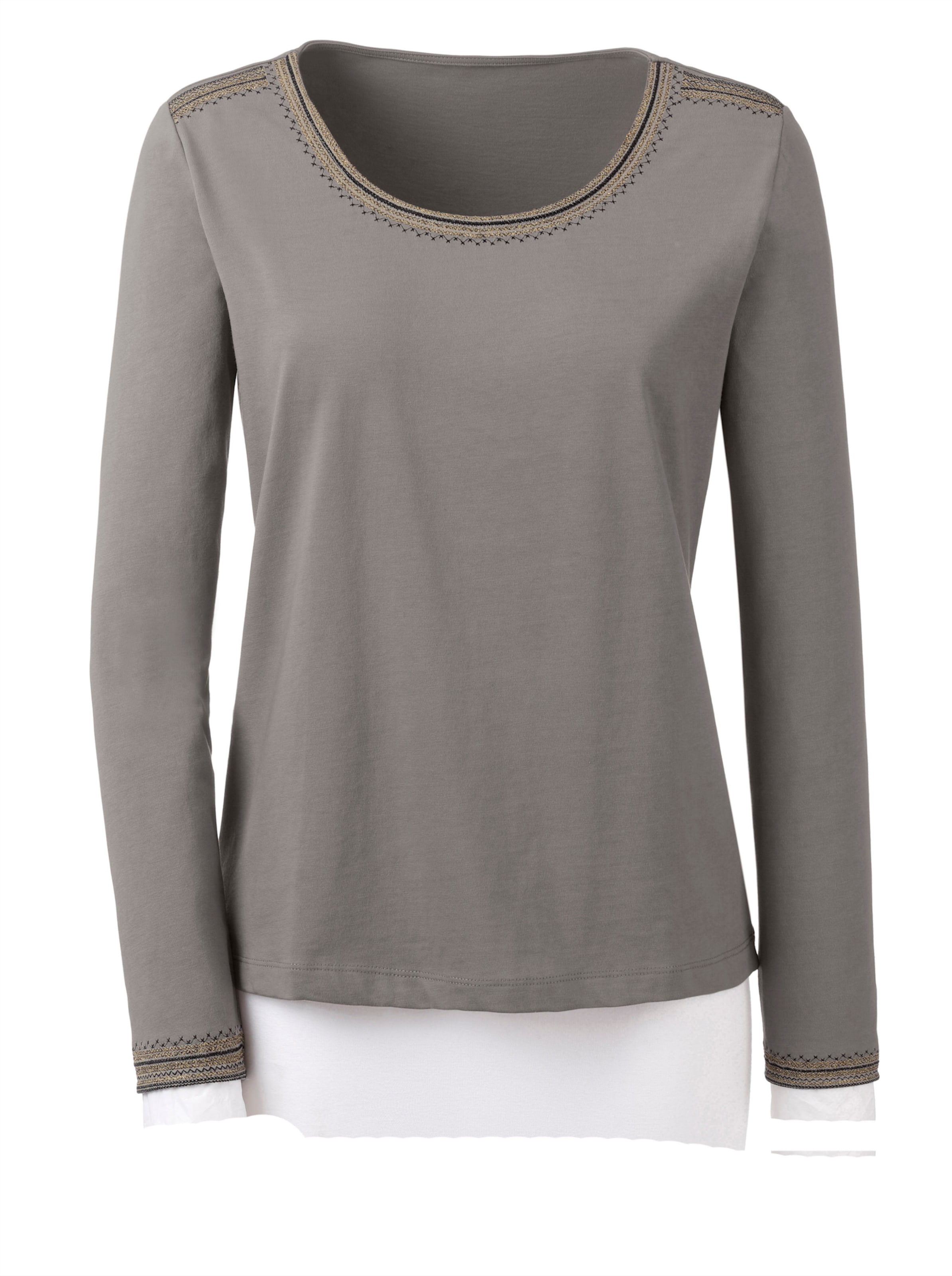 Rundhalsshirt in taupe