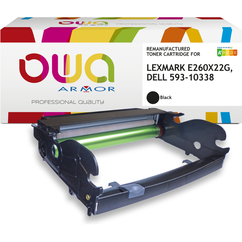 Tambour remanufacturé OWA - standard - Noir - pour LEXMARK E260X22G, DELL 593-10338
