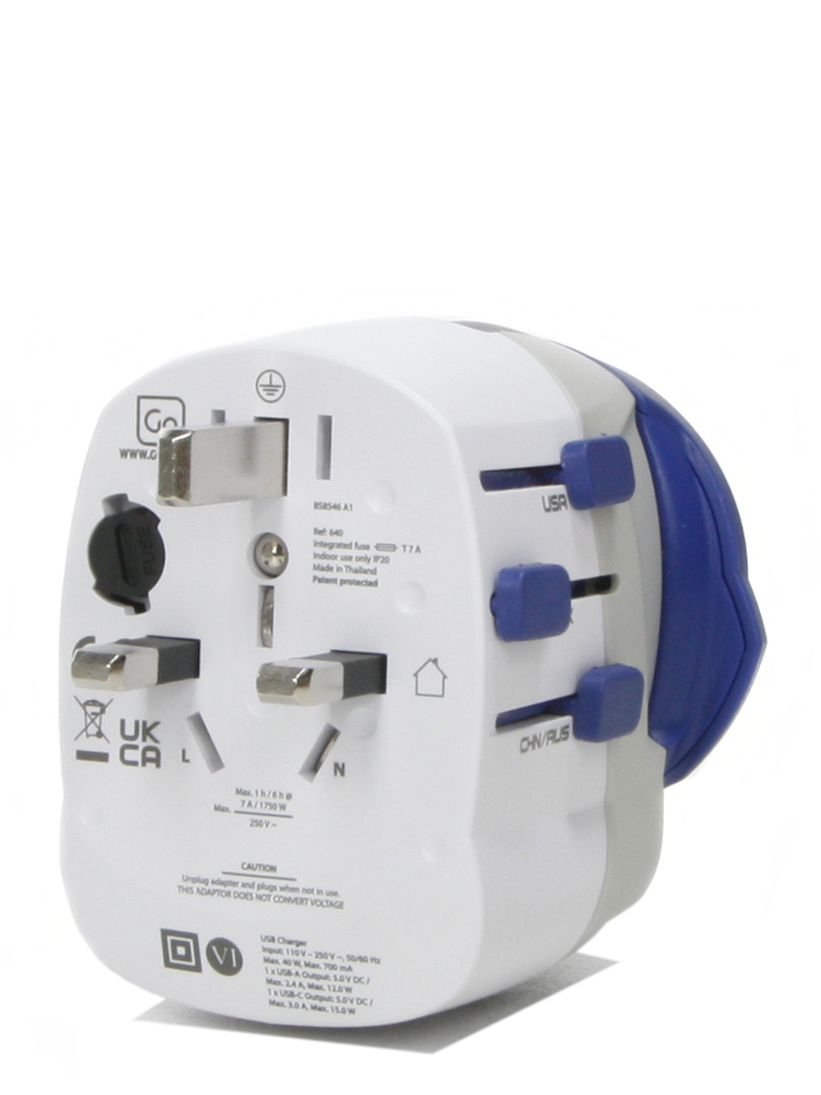 Adaptateur Go Travel Electrique Monde USB A + USB C