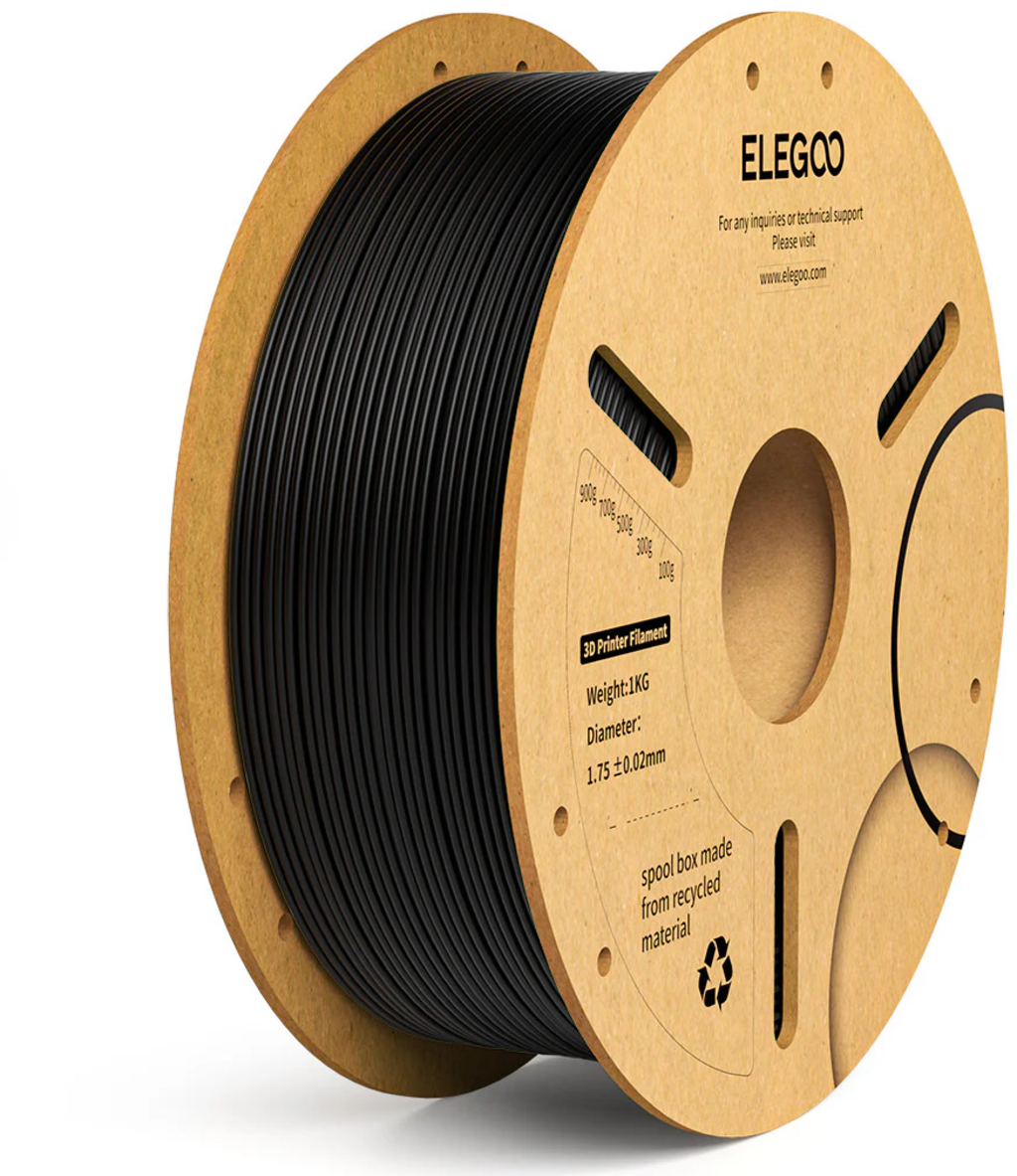 Elegoo  PLA+ Black, 1,75 mm / 1000 g    Modifiziertes PLA mit hoher Festigkeit in Schwarz