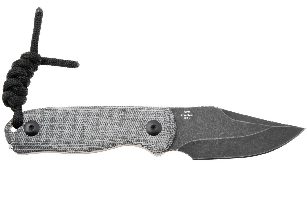 Kizer Drop Bear 1092A1 Blackwashed AEB-L, Black Micarta, vaststaand mes