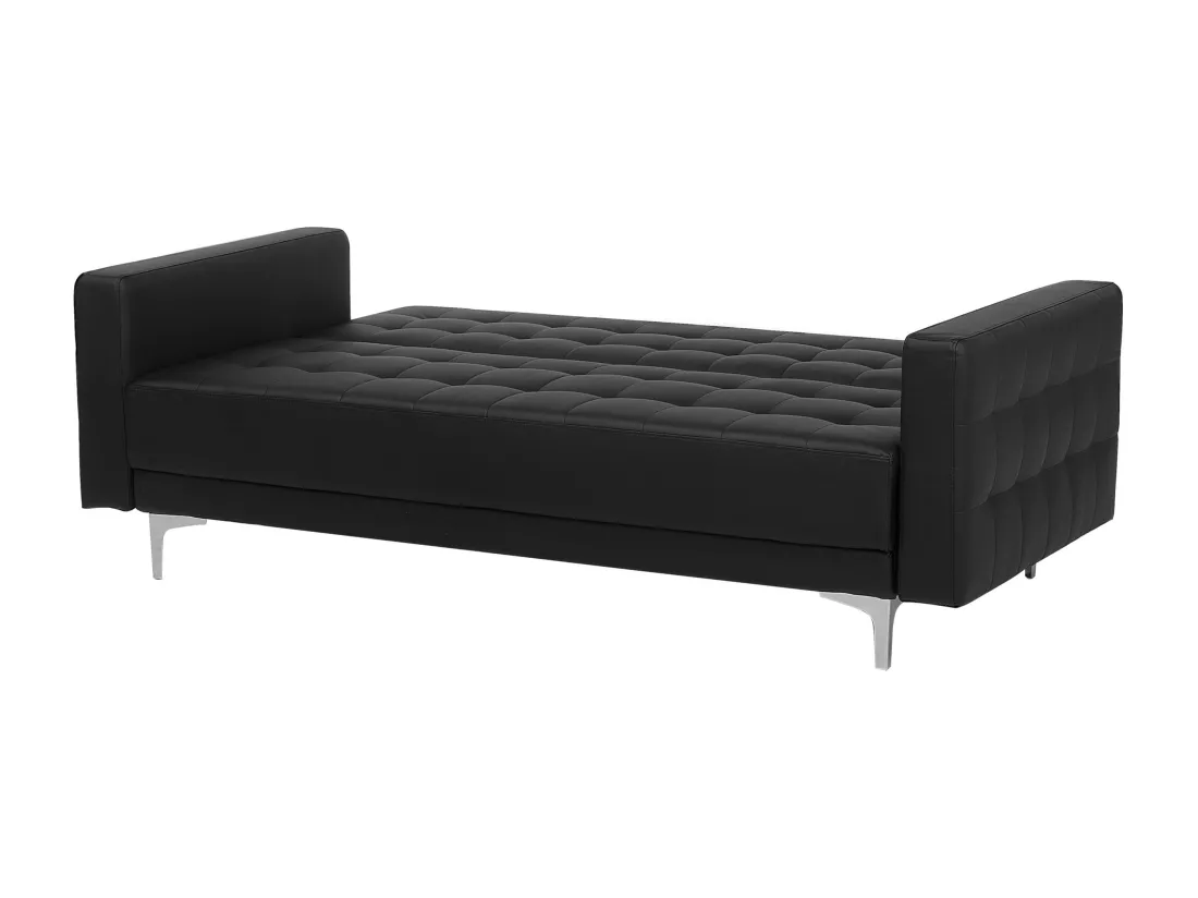 Ensemble canapé et fauteuils en cuir PU noir 5 places ABERDEEN