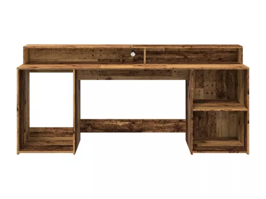 Bureau avec lumières LED vieux bois bois d'ingénierie