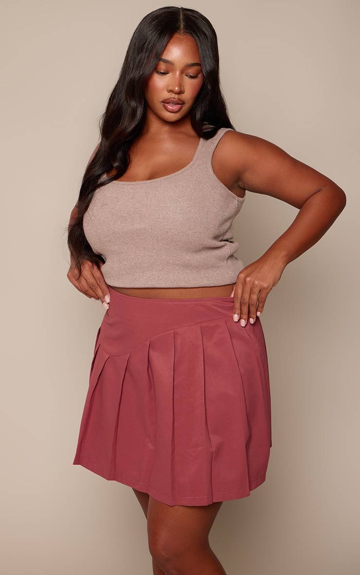 Marron Jupe Mini Plissée Plus Basic