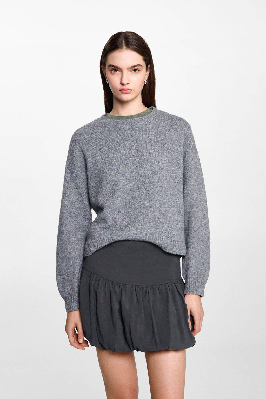MANGO TEEN korte rok antraciet