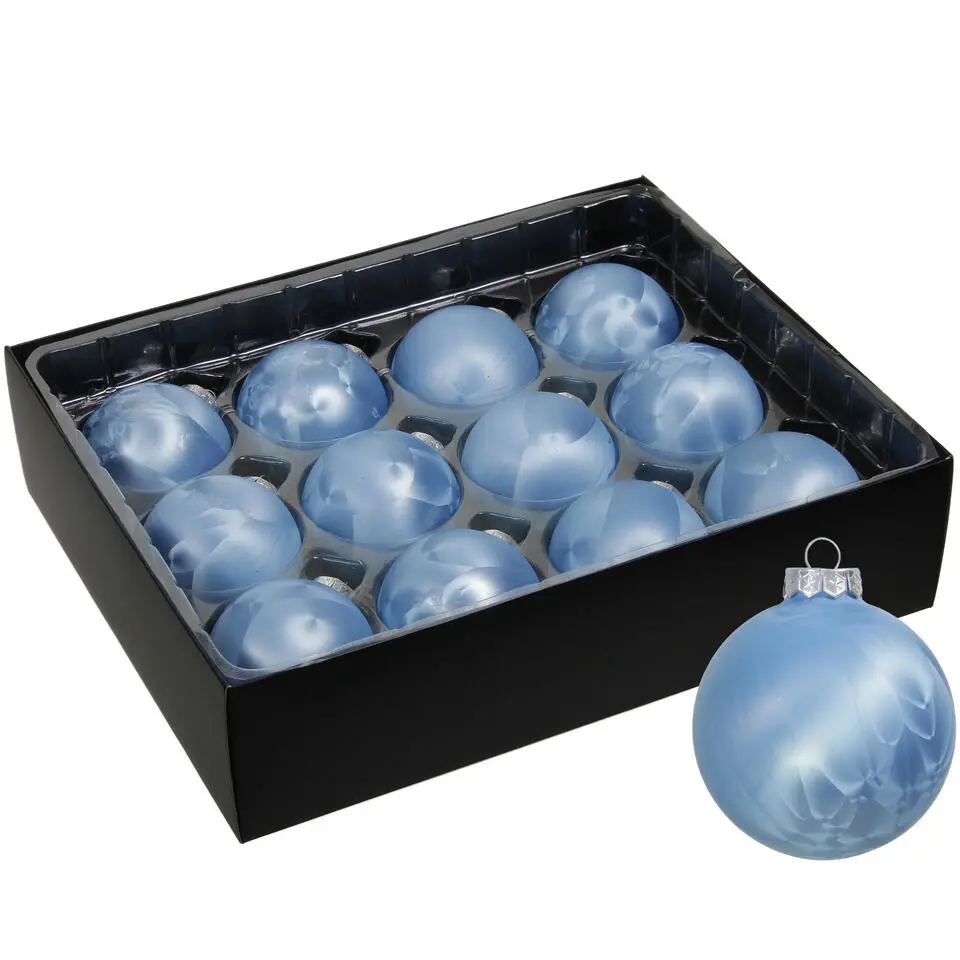 Othmar Decorations Luxe kerstballen - 12x -6 cm - blauw -glas