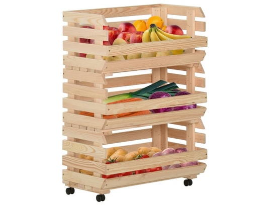 VIDAXL - Chariot à légumes 57x30x80 cm bois de pin solide