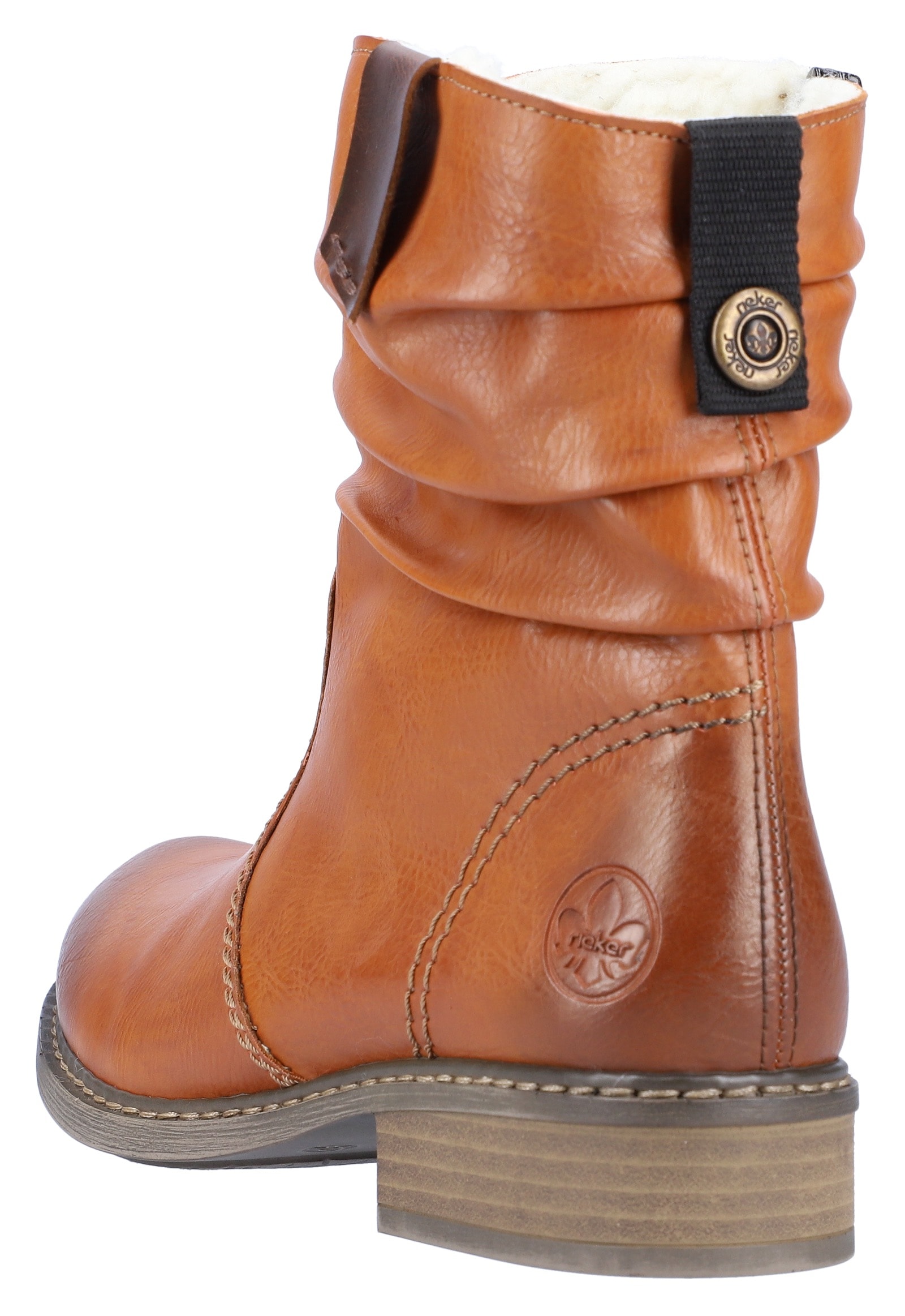 Rieker Winterboots  , Winterstiefelette, Blockabsatz, Warmfutter, geraffter slouchy Schaft