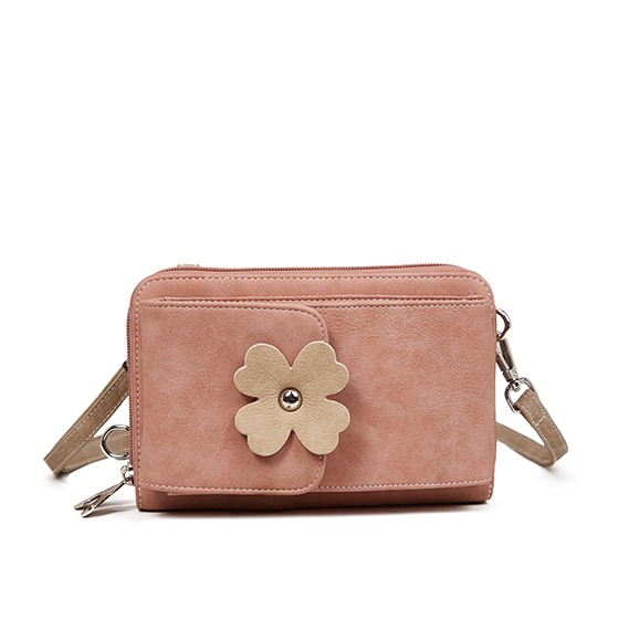 Hi-di-Hi Flying Flower Crossbody Bag/ Wallet/ Phone Bag Pink