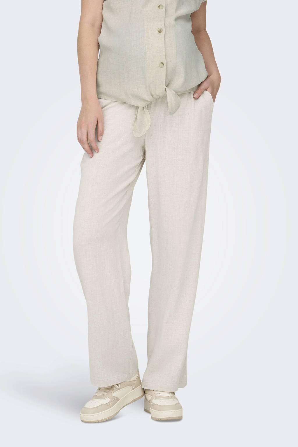 ONLY MATERNITY straight fit broek OLMSIESTA ecru