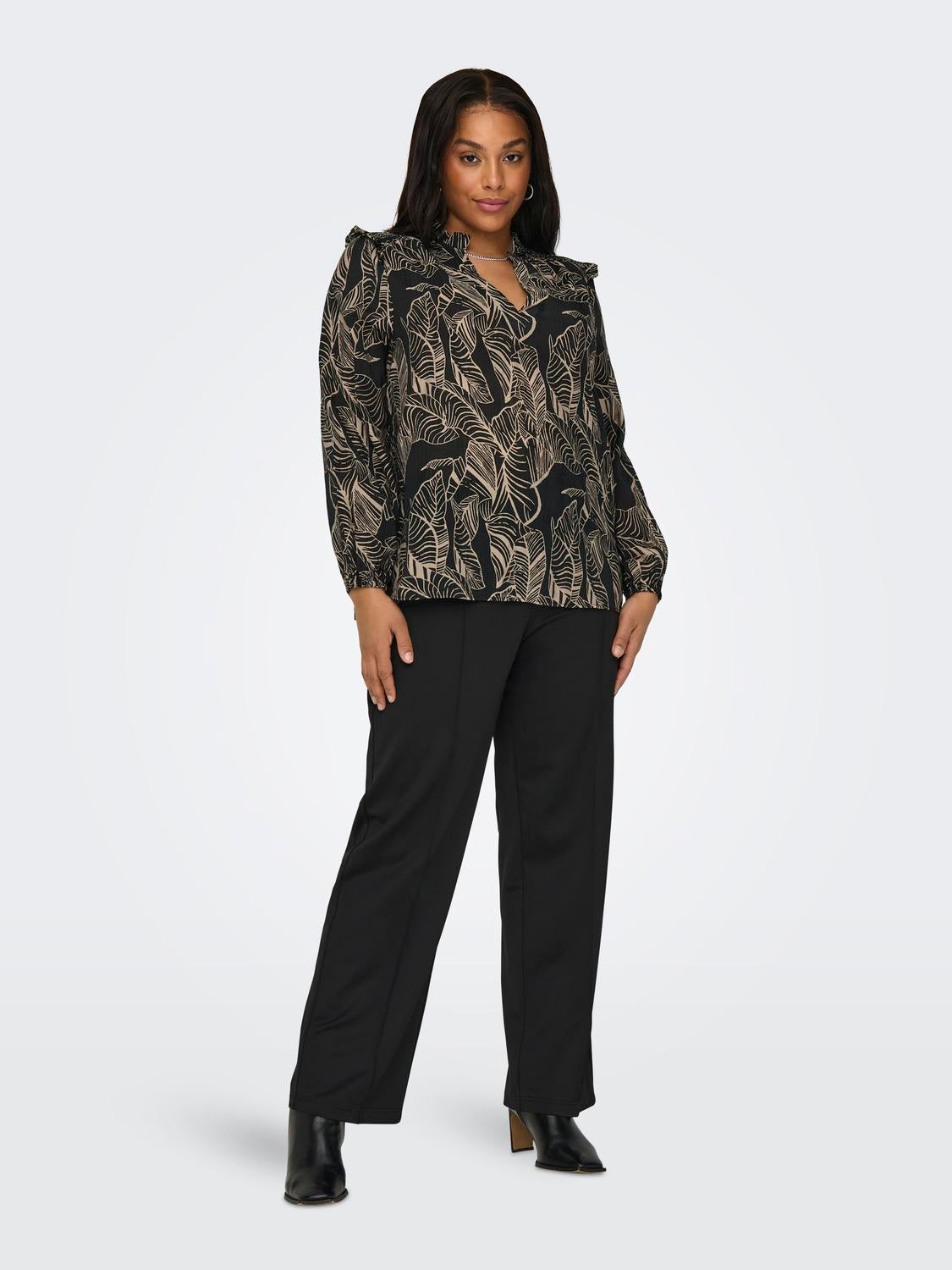 CARLAUREL Hohe Taille Gerade geschnitten Hose Black