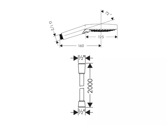 Pommeau de douche HANSGROHE Raindance Select S EcoSmart 120 3 jets chromé + flexible de douche 2 m HANSGROHE Isiflex chromé