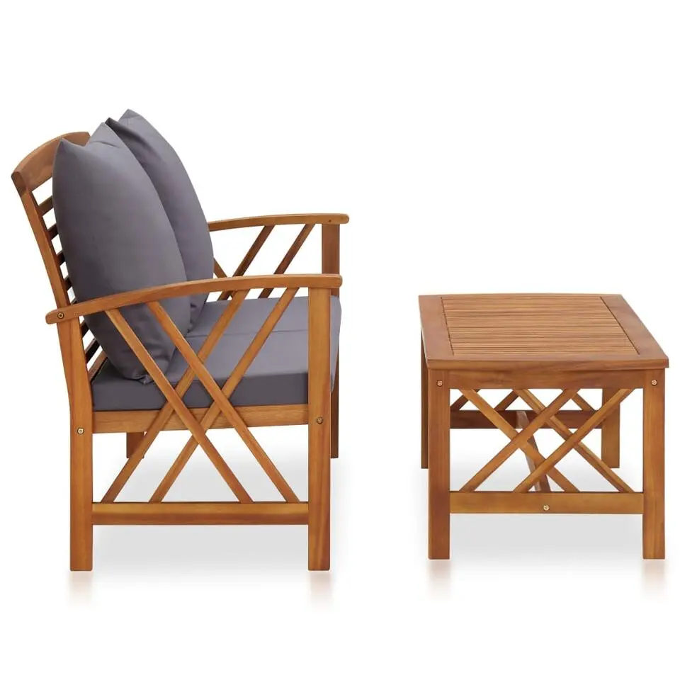vidaXL - Tuinset - Grijs - Hout