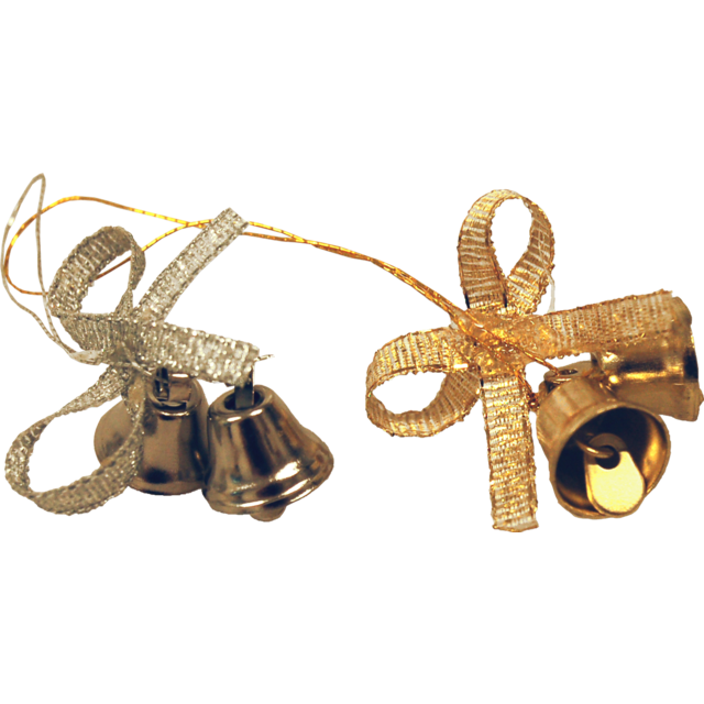 Kerstbel, met strik en koord, PP, zilver