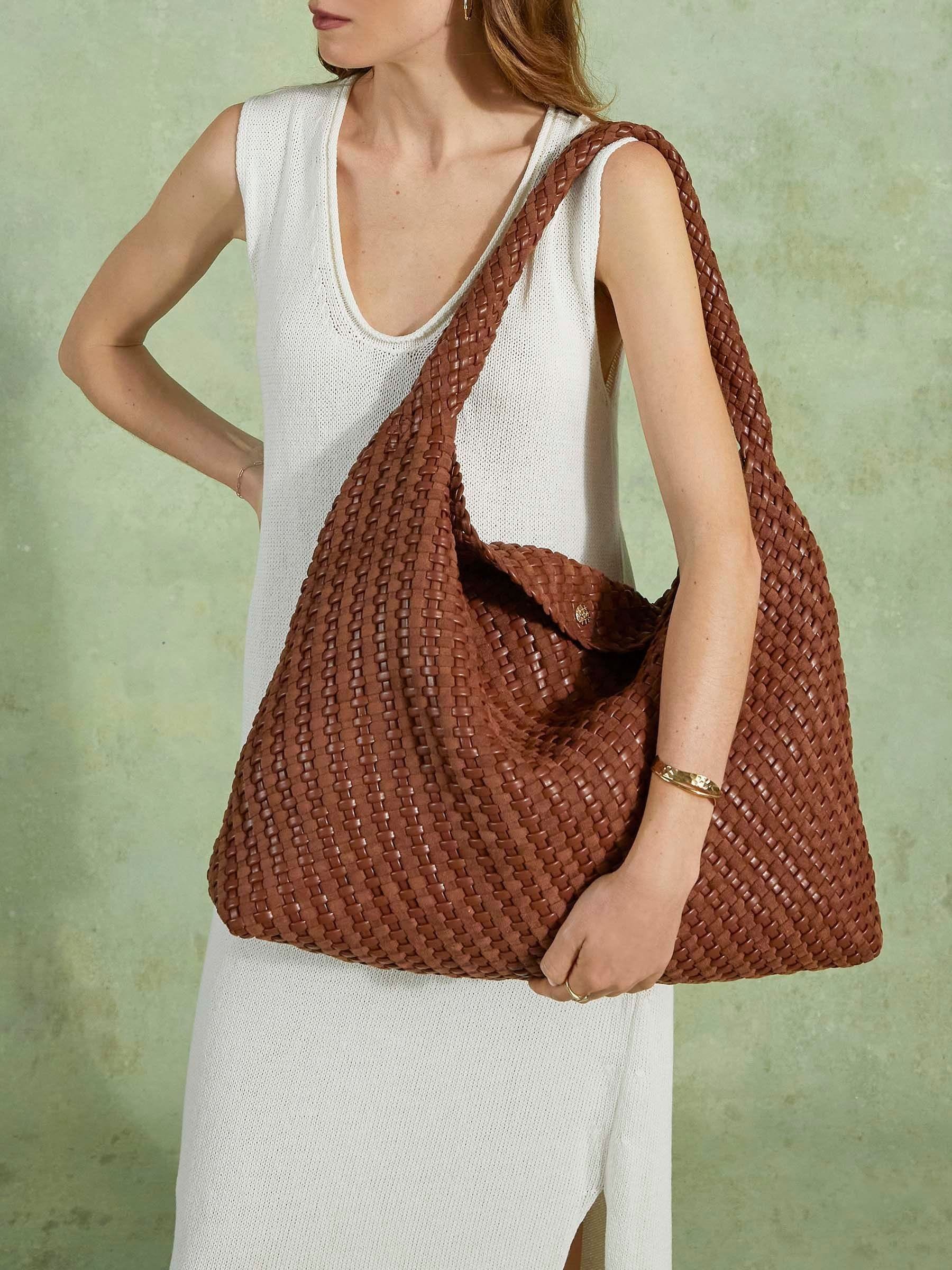 Bruin - Dune London Deliberate XL geweven slouch tas
