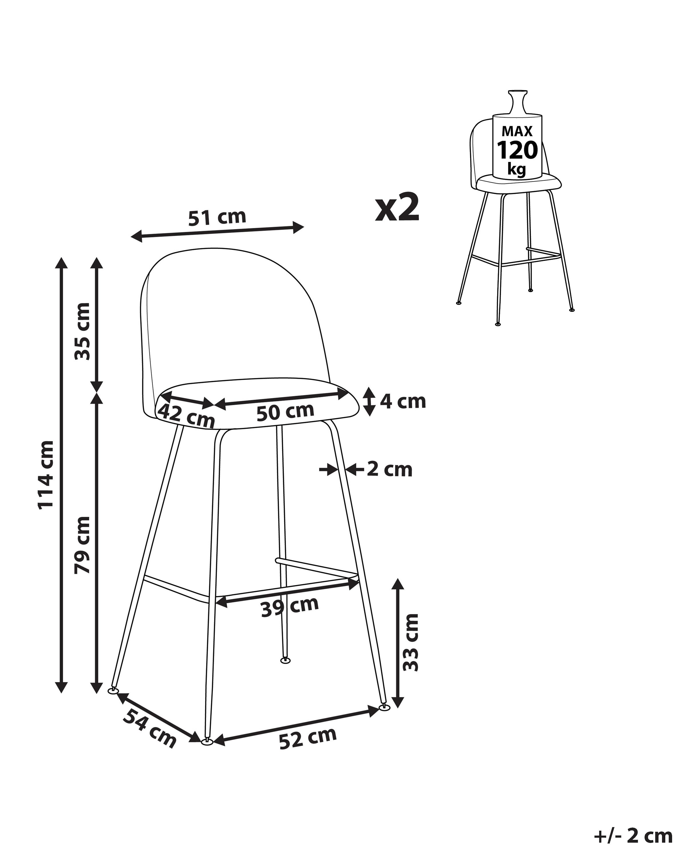 Set van 2 barstoelen ARCOLA Fluweel Zwart