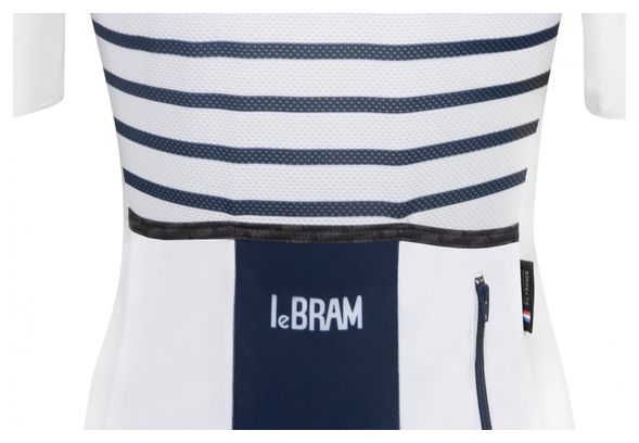 Maillot Manches Courtes Femme LeBram Ventoux Blanc Bleu Coupe Ajustée