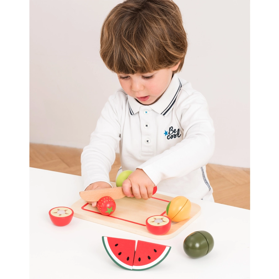 New Classic Toys Schneideset Früchte mit Brettchen 8 Teile bunt