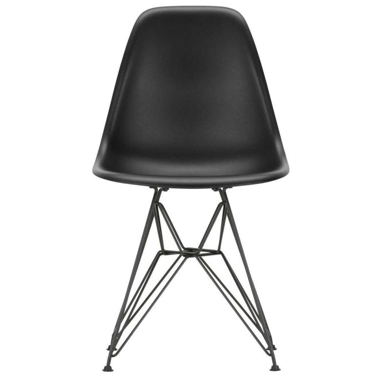 Vitra Eames DSR stoel zwart gepoedercoat onderstel, Deep Black