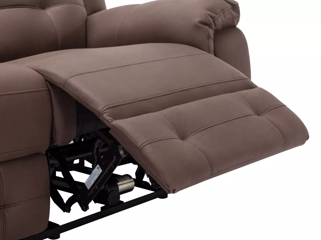 Canapé 3 places relax électrique en microfibre aspect cuir vieilli marron ORTIANO