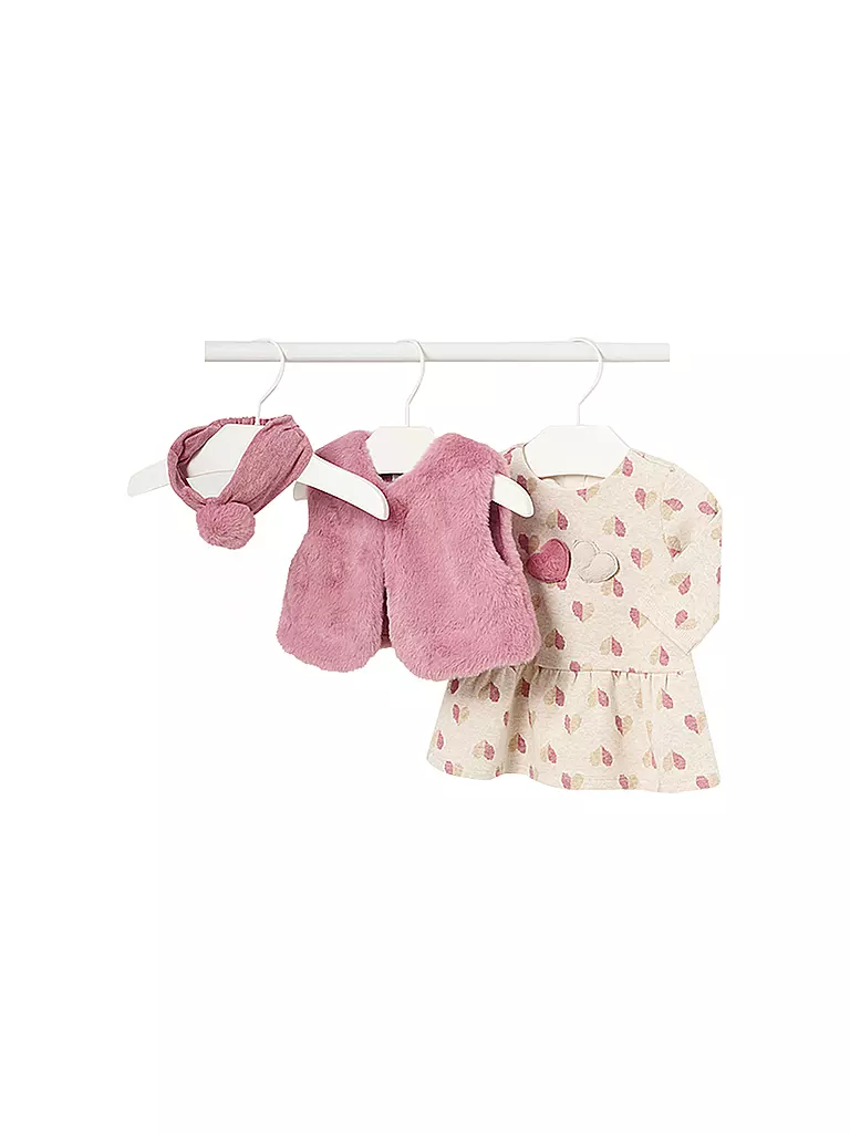 MAYORAL Baby Set Stirnband, Gilet, Kleid 3-teilig beige
