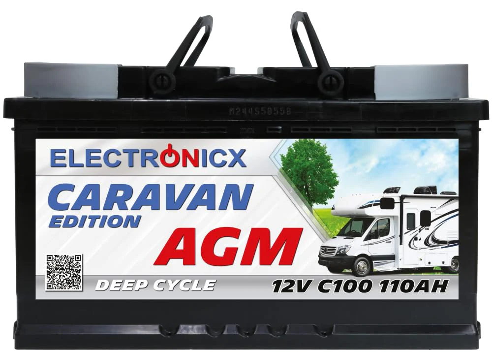 Batterie AGM pour caravane 110 Ah 12 V pour caravane et batterie solaire – Batteries 12 V 110 Ah pour camping, camping-car, bateau, système solaire, batterie Deep Electronicx.