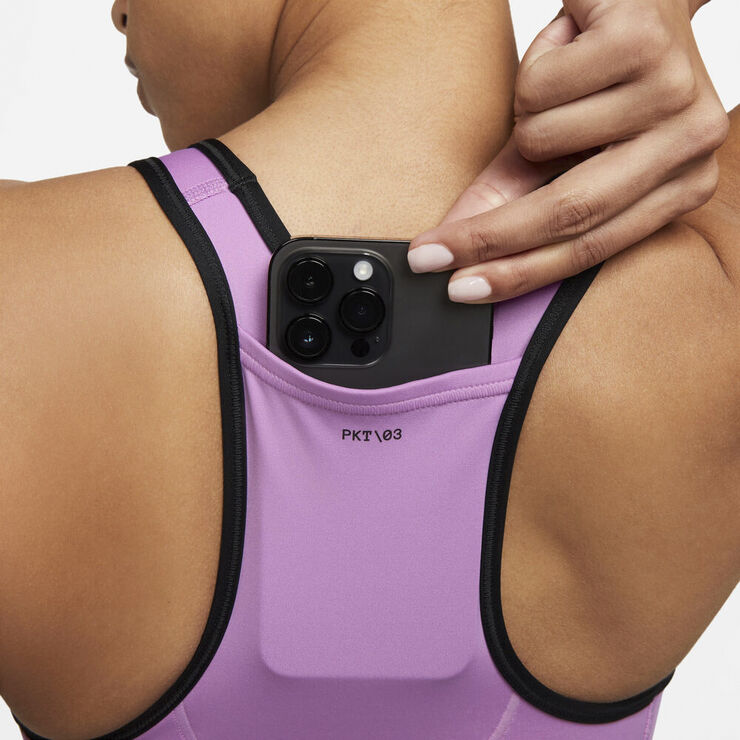 Nike Dri Fit Swoosh On The Run Medium Support Sports Bh M. Lomme Pink