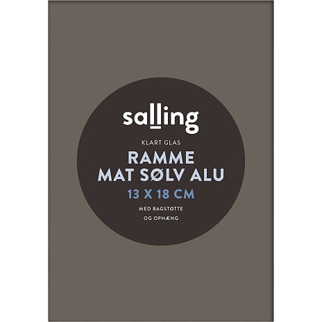 Mat sølv ramme m. glas - 13x18 cm