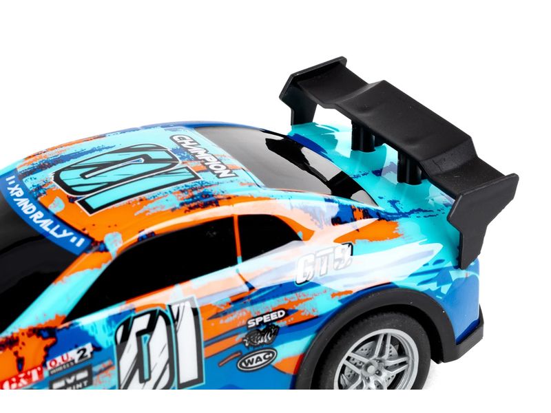 TEC-TOY Auto Champion GT9 mit Licht, Blau/Orange, 1:22 Ferngesteuerter Sportwagen mit Licht für Kinder ab 3 Jahren