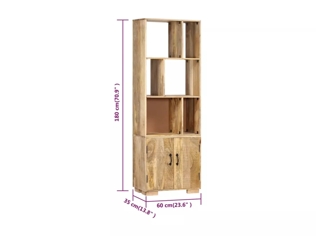 Bibliothèque 60x35x180 cm Bois de manguier solide