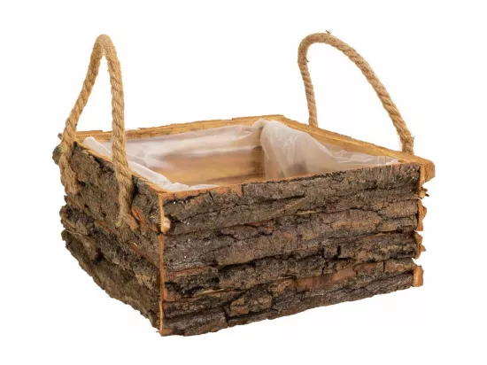 Panier en bois avec poignées marron 20x20x10h