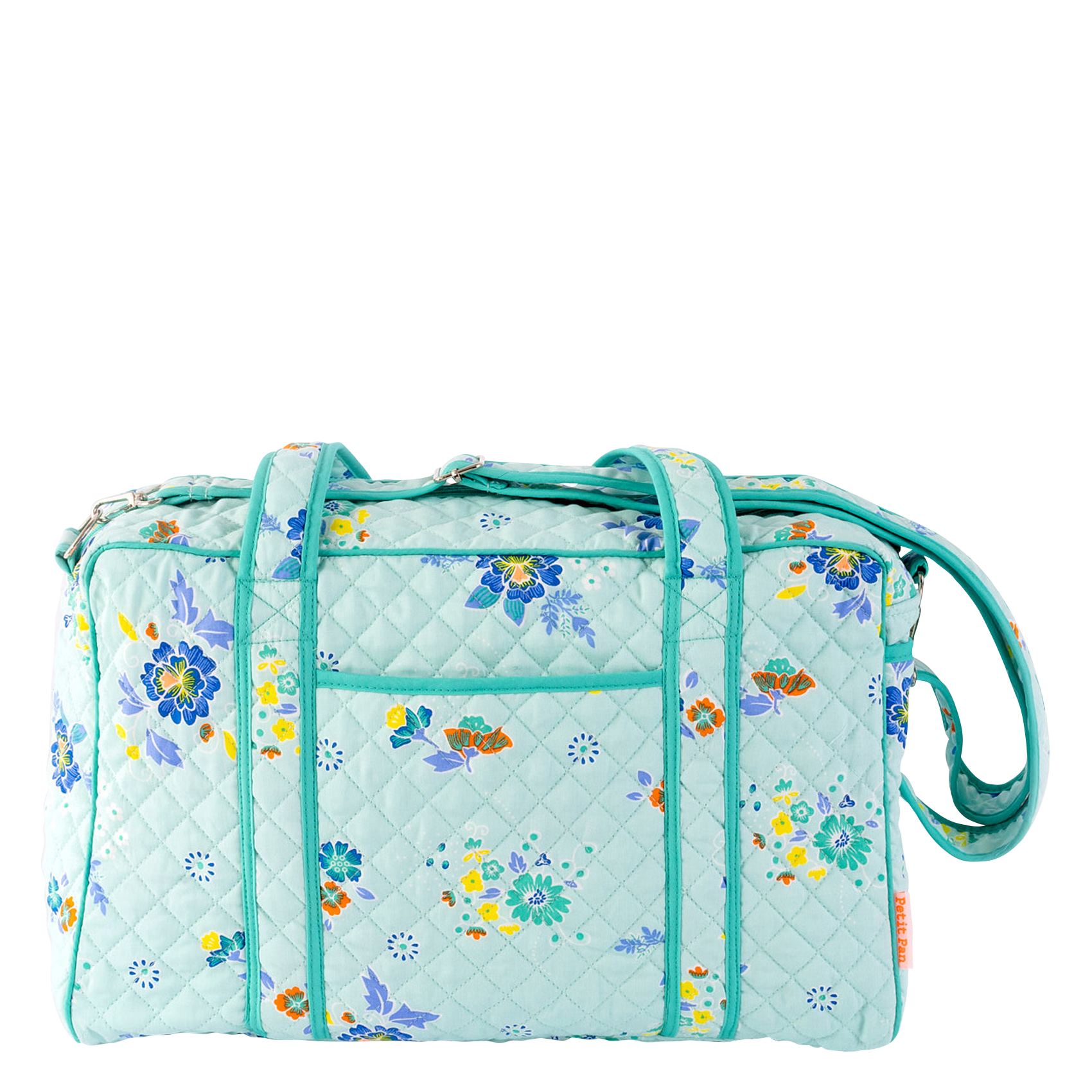 Sac à langer imprimé fleuri en coton| Bleu