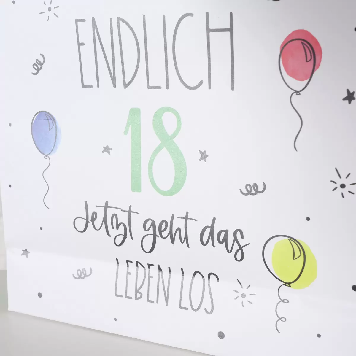 Geschenktüte '18' Geburtstag grün,weiss
