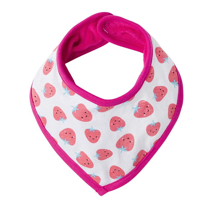 Bavoir bandana réversible imprimé fruits - Rose
