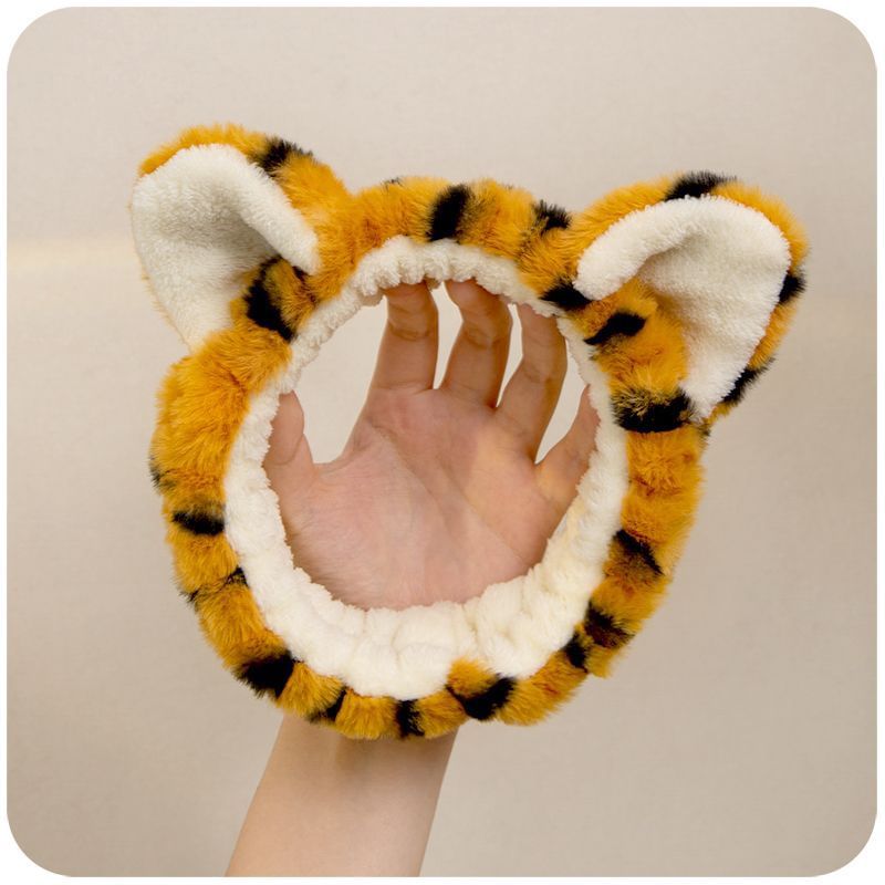 Momoi - Tiger Chenille Gezichtsreiniger Hoofdband