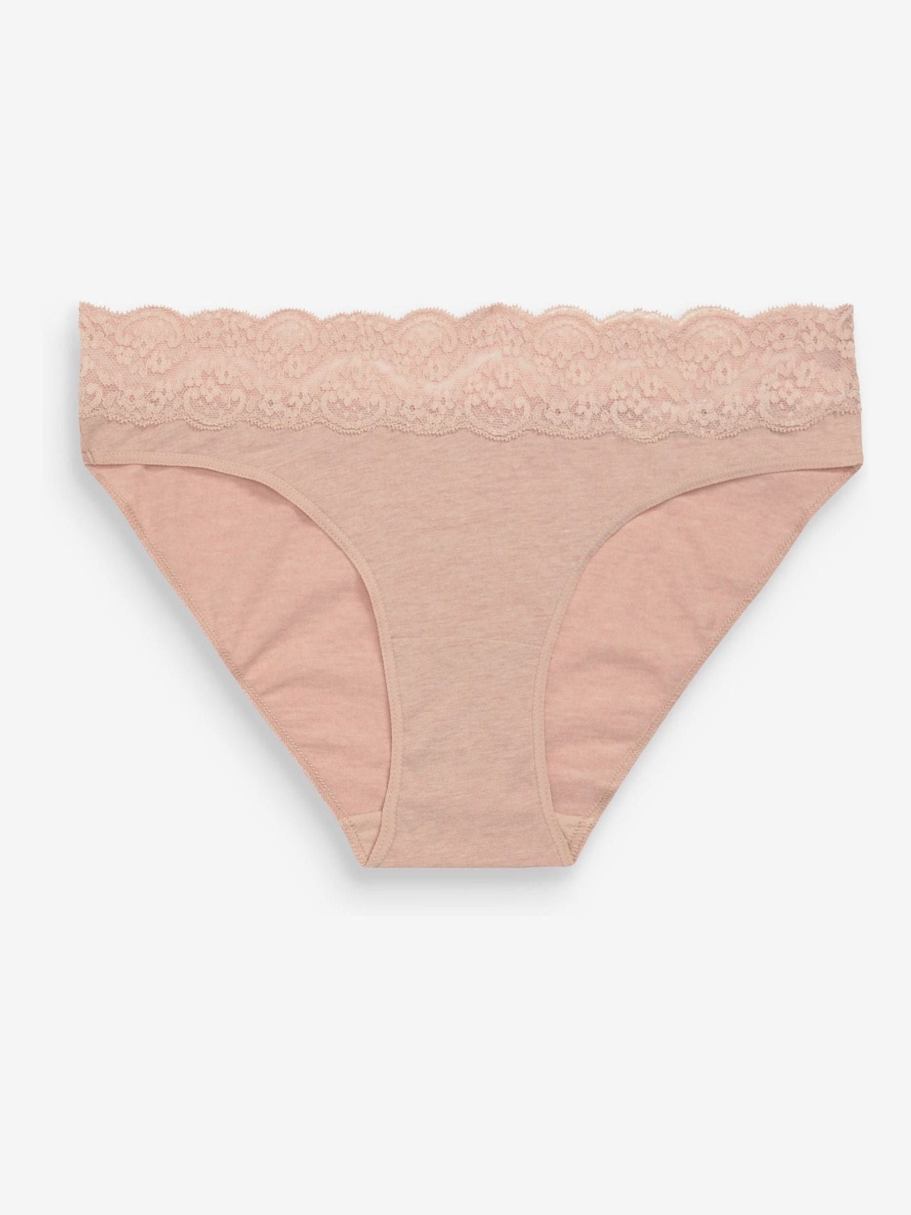 Gemêleerd grijs/roze/roodpaars - Katoenen kanten slipjes 4 stuks
