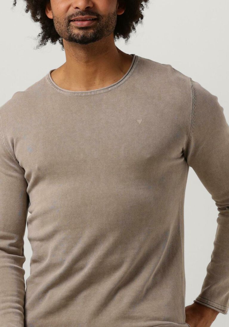 PUREWHITE zand purewhite trui flat knitted shirt with small logo on chest