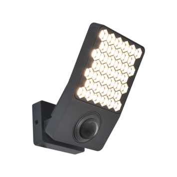 LUTEC wandlamp Atlantis donkergrijs 14W met bewegingssensor