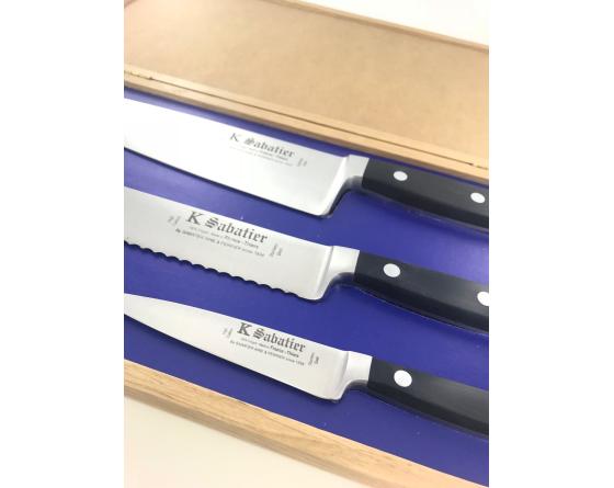Proxus - Coffret Chêne - Cuisine 21 cm - Pain 21 cm - Office 8 cm Couteaux de cuisine professionnel