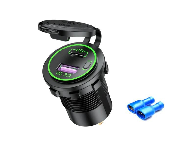 Swaytronic USB Anschlussbuchse QC 3.0 Type C 60W USB/PD USB-Buchse mit Kabelschuhen