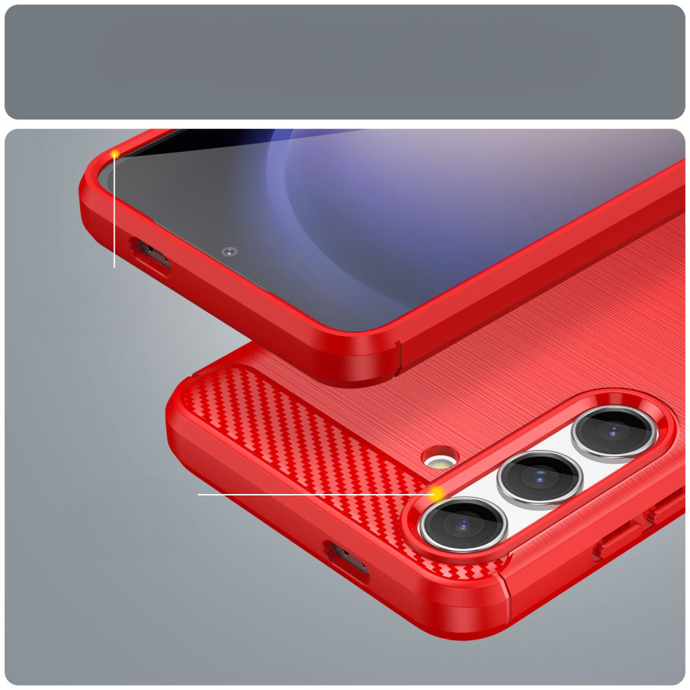 Samsung Galaxy S24 Gummi Case Schutzhülle Carbon Look - Rot