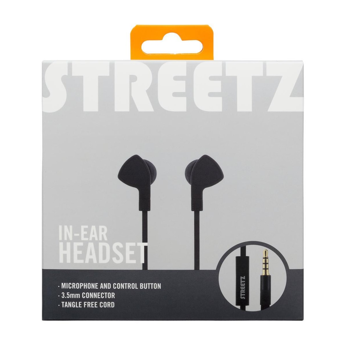 E110 In-ear headset, 1-button remote, 3.5mm, mic, black